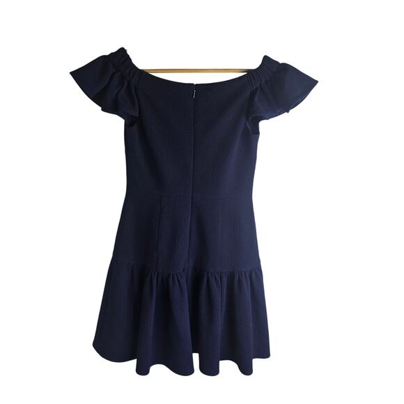 Rebecca Taylor Tiered Off Shoulder Mini Flounce Dress - Navy Blue - Size 2 - NWT - Picture 5 of 12